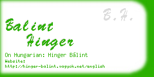 balint hinger business card