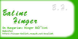 balint hinger business card